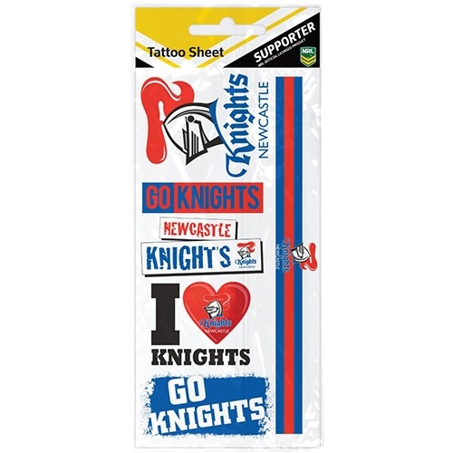 Official NRL Newcastle Knights Temporary Tattoo Sheet Pack