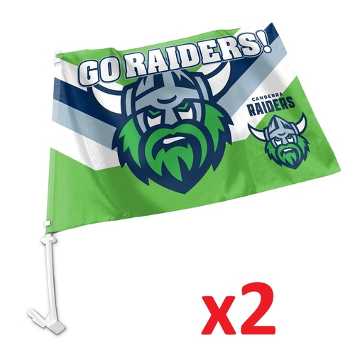 Canberra Raiders NRL Car Flag 30 cm x 49 cm x 2 Flags!