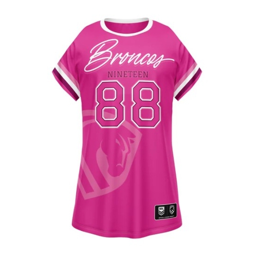 Brisbane Broncos NRL 'Fuchsia Force' T Shirt Dress Sizes 4-10!