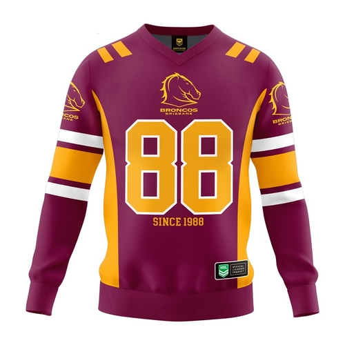Brisbane Broncos NRL 'Quarterback' Pullover Jersey Toddlers Sizes 1-4!