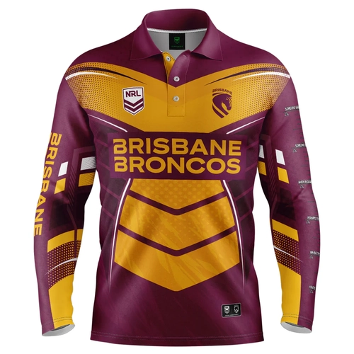 Brisbane Broncos NRL 'Cyber' Fishing Shirt Sizes S-5XL!