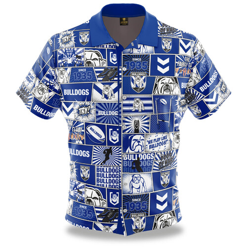Canterbury Bulldogs NRL Fanatic Button Up Shirts Polo Sizes S-5XL!