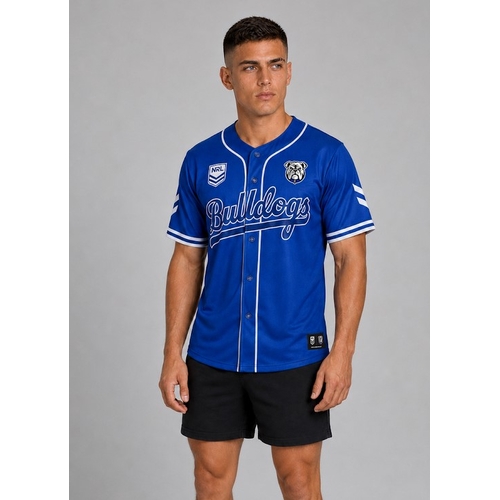 Canterbury Bankstown Bulldogs NRL 'Homer' Baseball Jersey Slugger T Shirt Sizes S-5XL!