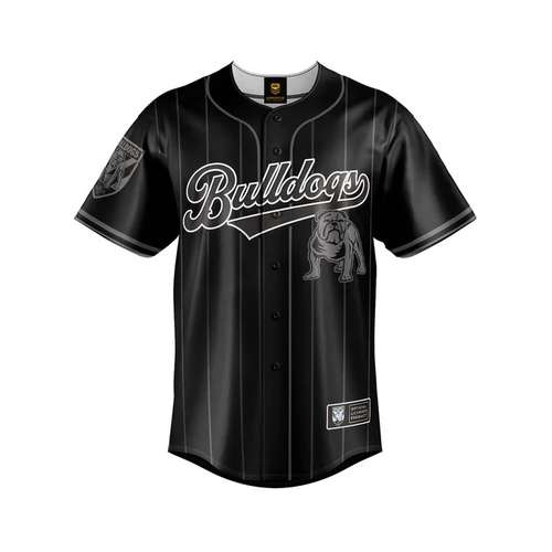 Canterbury Bulldogs NRL 'Blackout' Baseball Jersey Slugger Kids Sizes 8-14!