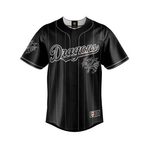 St George Dragons NRL 'Blackout' Baseball Jersey Slugger Sizes Sizes S-5XL!