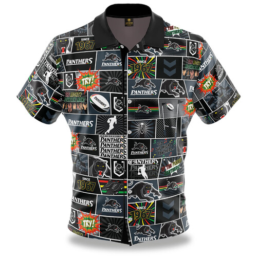 Penrith Panthers NRL Fanatic Button Up Shirts Polo Sizes S-5XL!