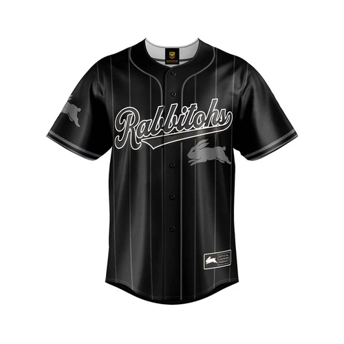 South Sydney Rabbitohs NRL 'Blackout' Baseball Jersey Slugger Sizes Sizes S-5XL!