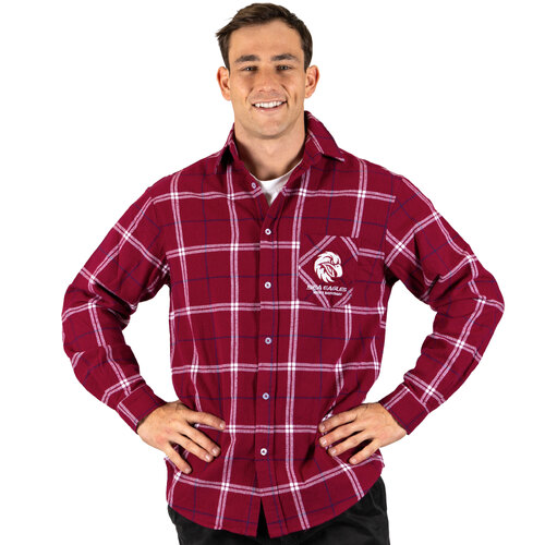 Manly Sea Eagles NRL 'Mustang' Flannel Shirt Button Up T Shirt Sizes S-5XL!