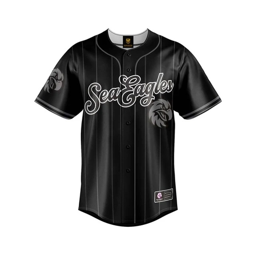 Manly Sea Eagles NRL 'Blackout' Baseball Jersey Slugger Sizes Sizes S-5XL!