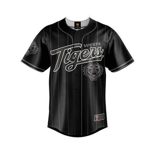 Wests Tigers NRL 'Blackout' Baseball Jersey Slugger Sizes Sizes S-5XL!