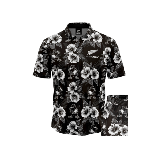 New Zealand All Blacks Rugby 2025 'Nelson' Hawaiian Party Shirt Sizes S-5XL!