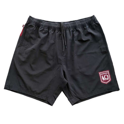 Queensland Maroons QLD SOO Performance Black Training Shorts Sizes S-5XL! S3