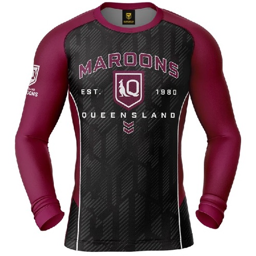 QLD Maroons SOO NRL 'Blocker' Long Sleeve Rash Vest Sizes S-3XL!