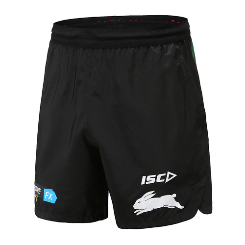 South Sydney Rabbitohs NRL ISC Players Black Training Shorts Size S-5XL! T0