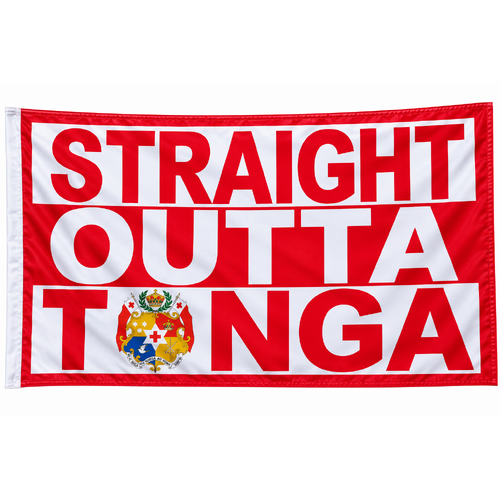 Tonga Rugby League Flag Straight Outta Tonga Royal Crest Flag 90cm x 150cm!