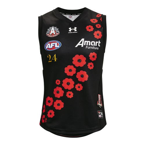 Essendon Bombers AFL Under Armour Players ANZAC Guernsey Sizes S-3XL! T2