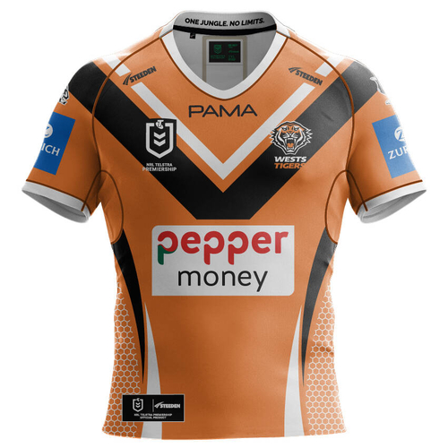 Wests Tigers NRL 2025 Steeden Away Jersey Sizes S-7XL!